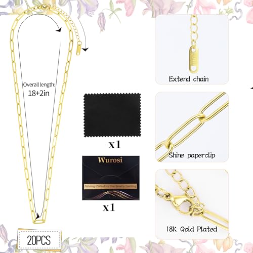 Wurosi 20Pcs 18K Plated 18Inch Gold Paperclip Charm Necklaces by Wurosi - Used condition - Image 2
