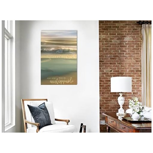 TIMUBA Beach Canvas Wall Art, Seascape Themed “You Will Be Unstoppable” Canvas Prints for Office Wall Decor, Modern Ocean Canvas Framed Art for Living Room Wall Decorations Ready to Hang (12" Wx18 H) - Image 3