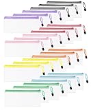 SQTQS 24 Pcs Lightweight pencil bags with zipper, Portable Clear Plastic Pencil Pouch Bulk, A6 Mesh Zipper Pouch Bags for Organizing Home Office Travel School Supplies Storage