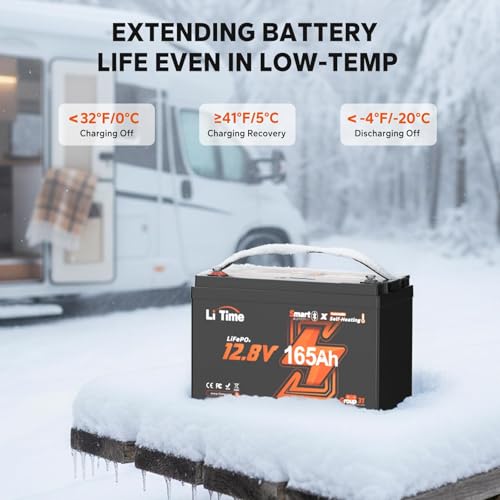 Image of Litime 12V 165Ah LiFePO4 Battery with Self-Heating for RV, Marine(3 Pack)