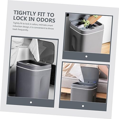 Caneca de basura automática gris rectangular 13 gal miniatura 3
