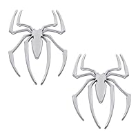 2Pcs Fashionable Metal Spider Stickers Special Car Spider Pattern Sticker Automotive Decals Spider Emblem Sticker for Car Window (Silver)