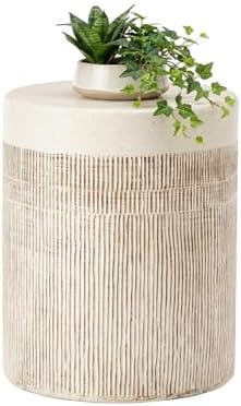 HOMPUS Outdoor Side Table, Concrete Side Table Design Vertical Th...