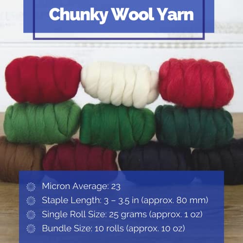 Revolution Fibers | Mixed Merino Wool Variety Pack - Holiday Cheer | Perfect Wool Roving For Spinning, Rolags, Needle Felting, Wet Felting, Tapestry, Weaving And Crafting (Multicolored) #TOP2