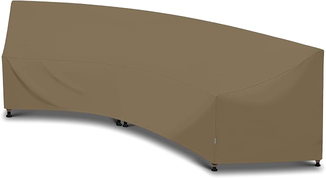 SunPatio Outdoor Curved Sectional Sofa Cover, Heavy Duty Waterproof Patio Couch Cover, All Weather Protection Furniture Protector with Sealed Seam, 190"back/128"frontL x 36"W x 39"/24"H, Taupe