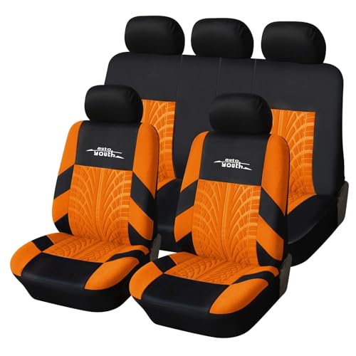 autoyouth Car Seat Covers Universal Fit Complete Set Car Seat Protector Car Seat Accessories 9 Pieces Orange
