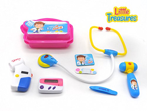 Little Treasures 8-Piece Dr Pretend Play Doctor Medical Play Set Toy with Storage Case for Ages 3 and Up