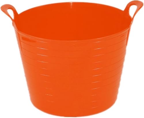 SPECTRAPLAST® 45 Liter Heavy Duty Large Flexi Tub Garden Home Flexible Colour Plastic Storage Container Bucket Flex Tub- MADE IN U.K. (ORANGE, 45 LITRES)