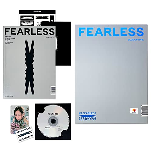 LE SSERAFIM - 1st Mini Album [FEARLESS] (VoL.2 BLUE CHYPRE ver.) Booklet + CD + Photocard + Postcard + Sticker + Transfer Paper + 2 Pin Button Badges + 4 Extra Photocards