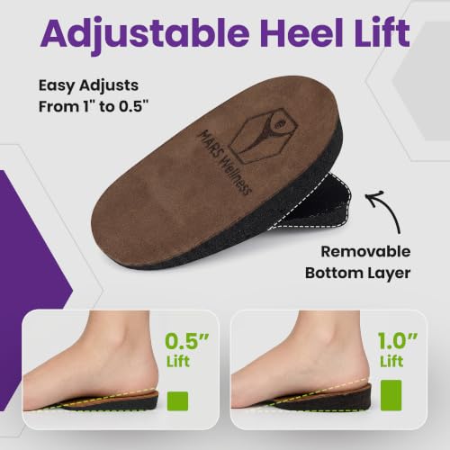 Image of MARS WELLNESS Adjustable 1 Inch Orthopedic Heel Lift for Heel Pain and Leg Length Discrepancies - Large - 2 Pack