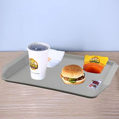 Ordate Set of 6 Plastic Fast Food Trays, Grey Serving Trays