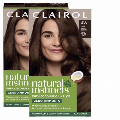 Clairol Natural Instincts Demi-Permanent Hair Dye, 4W Dark Warm Brown Hair Color, Pack of 2