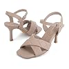 Greatonu Women's Square Toe heels Open Toe Slip-on Sandals Heeled Mules
