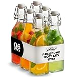 ZENO 250ml Glass Bottles with Stoppers 6 Pack | Clip Top Preserve Bottles | Airtight Glass Cruet Dispenser Bottle | Ideal for Home Brewing | Vintage Style Vacuum Clip Seal | Dishwasher Safe