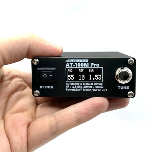 AT100M Pro Antenna Tuner 1.8Mhz-30Mhz Automatic Manual Tuning Device 100W Power Meter SWR Meter Morse Code