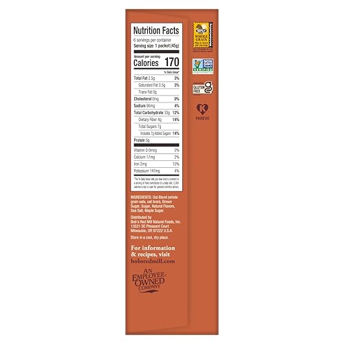 Image of Bob's Red Mill Maple Brown Sugar Instant Oatmeal Packets, 6 packets
