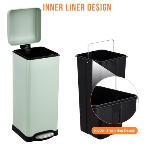 Caneca de basura de acero inoxidable Takywep 30 l con tapa suave y pedal miniatura 4