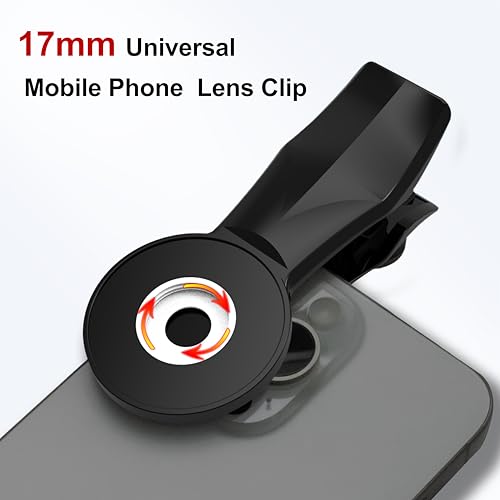 Veedzoens 60mm Telephoto Lens for iPhone Android Smartphone, Compatible with SmallRig NEEWER Phone Cage, with 17mm Thread Universal Phone Lens Clip and Black Portable Bag