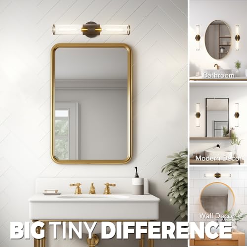 Image of Hamilyeah Black and Gold Bathroom Vanity Bar Light Fixture, 21 inch Bathroom Vanity Light Fixture Over Mirror, Modern Sconces Wall Lighting 2 Light for Kitchen, Living Room, Bedroom