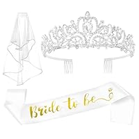 Bride To Be Schärpe Und Schleier,Jga Accessoires Frauen Junggesellenabschied Tiara,Bride To Be Deko, Jga Silber Bride Schärpe Krone Jga Für Bachelorette Party Accessories Polterabend Hochzeit,3 Stück