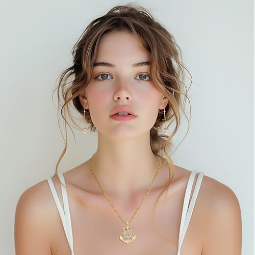 Anchor Jesus Cross Pendant Necklace for Men Women, 925 Sterling Silver Patron Jesus Medal Pendant Amulet Religious Protection Jewelry Gifts3