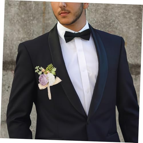 Boutonnières de mariage violettes artificielles et épingles de costume résistantes | 4 Pcs - 5