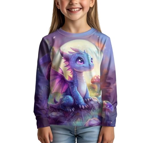 Image of WELLFLYHOM Long Sleeve T-Shirt for Boys Girls 3-16 Years Old Tee Tops Crewneck Pullover Shirts Fall Outfits