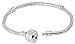 6 Inch Sterling Silver Plated "Love" Snap Barrel Clasp Snake Chain European Charm Bracelet For Kids/Children