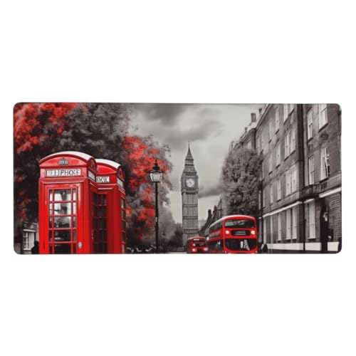Tapis de souris de jeu étendu XXL long tapis décoratif 90x40 cm rouge