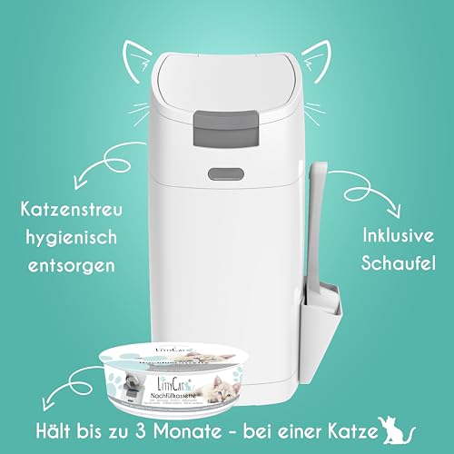 Littycat Katzenstreu Entsorgungseimer mit Schaufel - inkl. Nachfüllkassette - Katzenklo Mülleimer