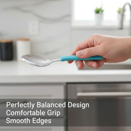 Image of Premium Stainless Steel Table Spoon Set for Kitchen 12 Pcs, Mirror Finish, Durable Rust-Resistant Spoon Set for Kids Cutlery, Tea, Coffee, Desserts Eating & Daily Dining (Combo- Multicolor)
