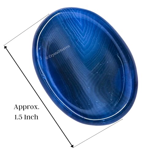 Image of Blue Onyx Crystal Thumb Worry Pebbles Stones for Anxiety Stress Relief