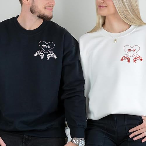 GABITA Embroidered Couple Crewneck Sweatshirt Hoodie, Roman numerals embroidered on the neckline, Gifts for Husband Wife4