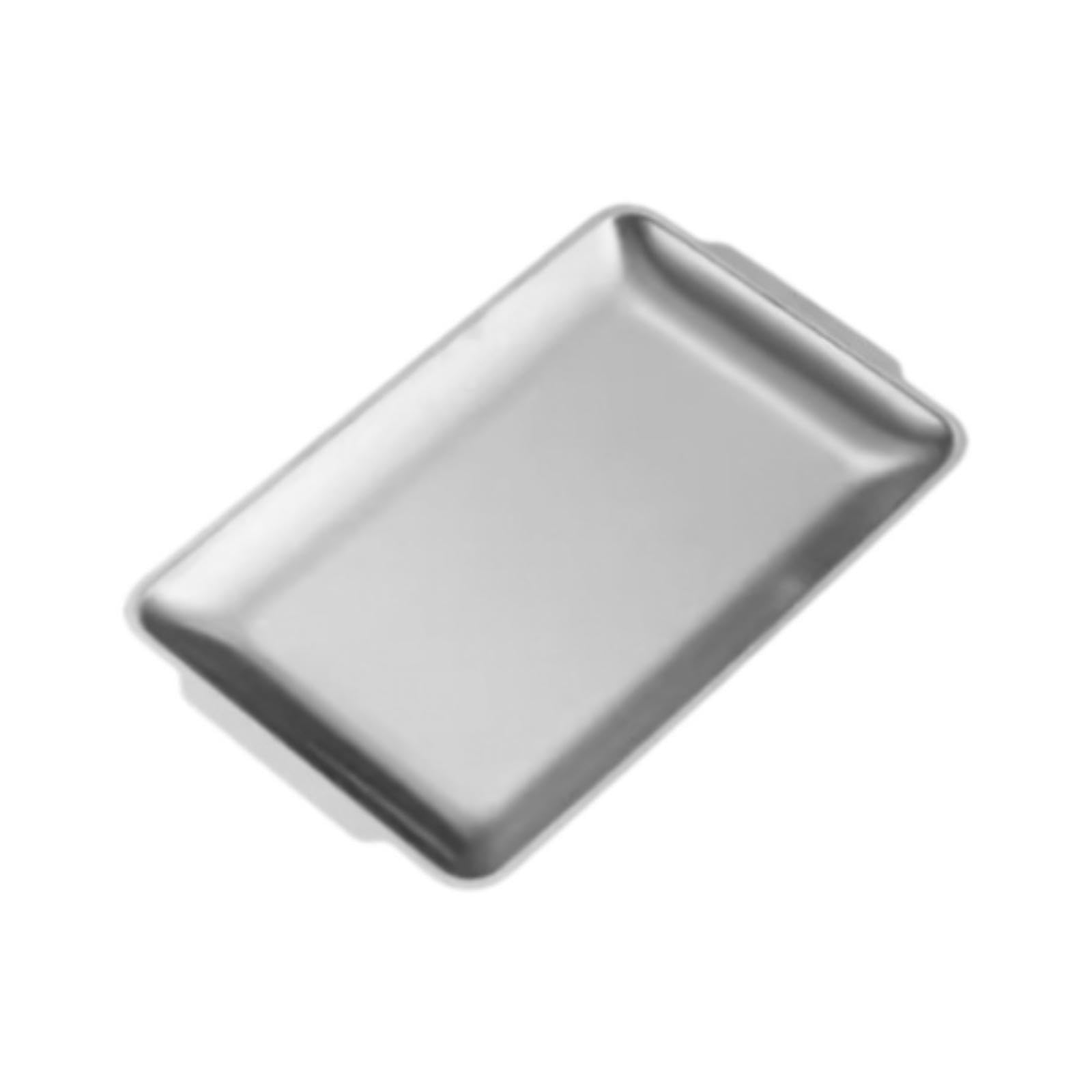 Generic Stainless Steel Serving Tray Rectangle Dinner Plate Multifunction Grilling Prep Tray Organizer Tray for Buffet BBQ Commercial, 22cmx14cm