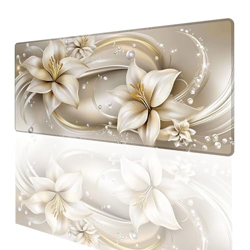 Tapis de souris gaming XXL fleur 60x40 cm étanche et antidérapant