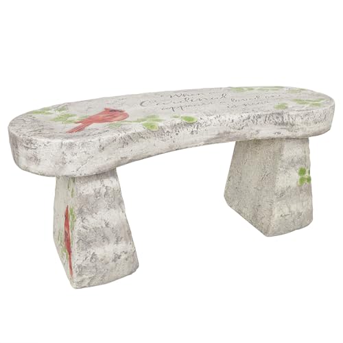 Alpine Corporation YEN624L Outdoor Memorial Bench with Sentiment When A Cardinal Appears, A Loved One is Near, 37" Long, Garden Furniture