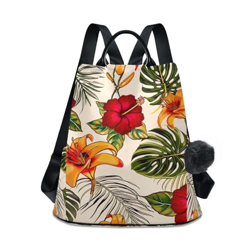Sac à dos antivol hibiscus femme protégeant vos affaires de voyage