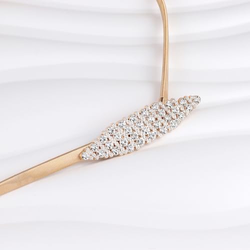 Women Metal Skinny Stretch Waist Belt Thin Elastic Chain Belt for Dress4