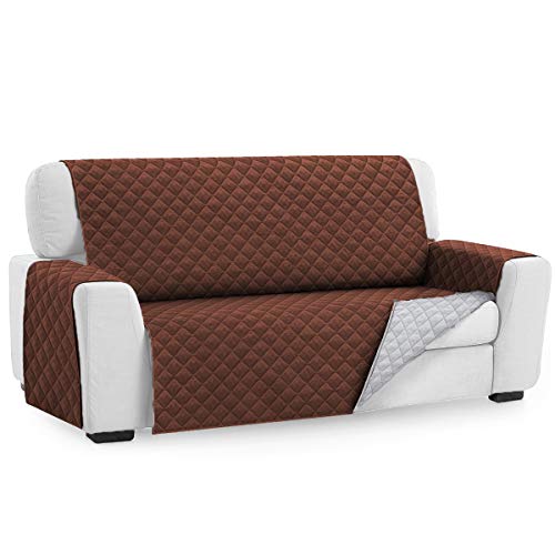 Tivedointv - Funda de sofá acolchada exclusiva y suave - Funda universal adaptable para sofá de 2 plazas, reversible, color marrón y blanco crema - 18297