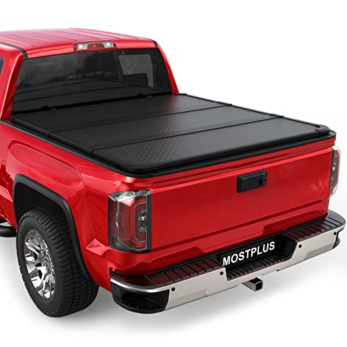 MOSTPLUS Tri-Fold Hard Truck Bed Tonneau Cover On Top Compatible for 2014 2015 2016 2017 2018 Chevy Silverado/GMC Sierra Bed 3 Fold Fleetside Solid (5.8 FT Feet Bed)