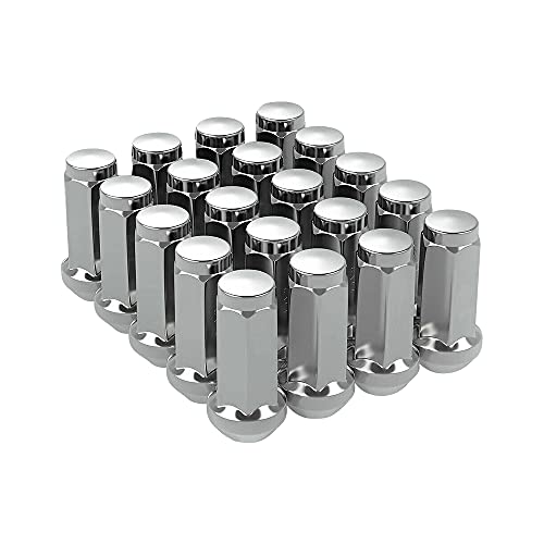 Image of 20PC 1.77 inch 9 /16-18 Bulge Acorn Wheel Lug Nuts Replacement for Dodge Ram Durango Dakota, 19mm 3 /4 inch Hex, Chrome