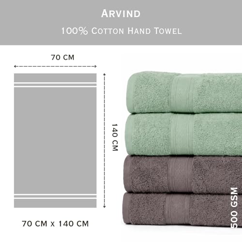 Image of Arvind 100% Cotton Towels for Bath | Towels for Bath Large Size | 500 GSM Bath Towel - Soft & Absorbent | 4 Piece Bath Towel for Men /Women | Urban Comfort | 70 cm x 140 cm - Aqua & Dark Grey