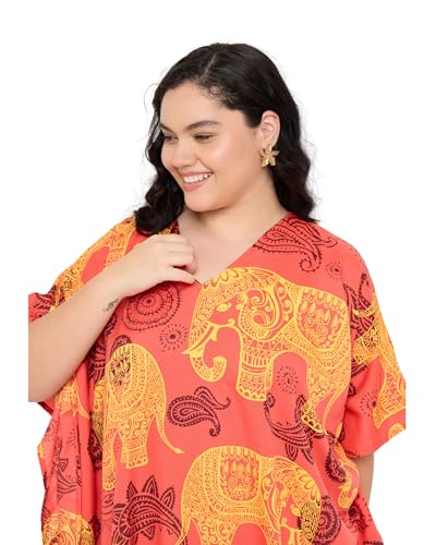 Image of Gypsie Blu Women Plus Size Kaftan Dress Beach Cover Up Maxi Dresses for Women, V-Neck Kimono Sleeve 1X-3X
