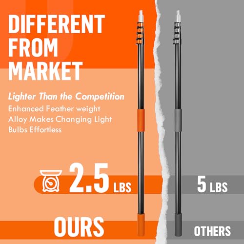 LOVEETA® Gen3 20Ft [26Ft Reach] Lightweight Extendable Light Bulb Changer Pole for High Ceilings – Telescopic Light Bulb Pole Changer with Bulb Gripper - Warm Orange - Thumbnail 3