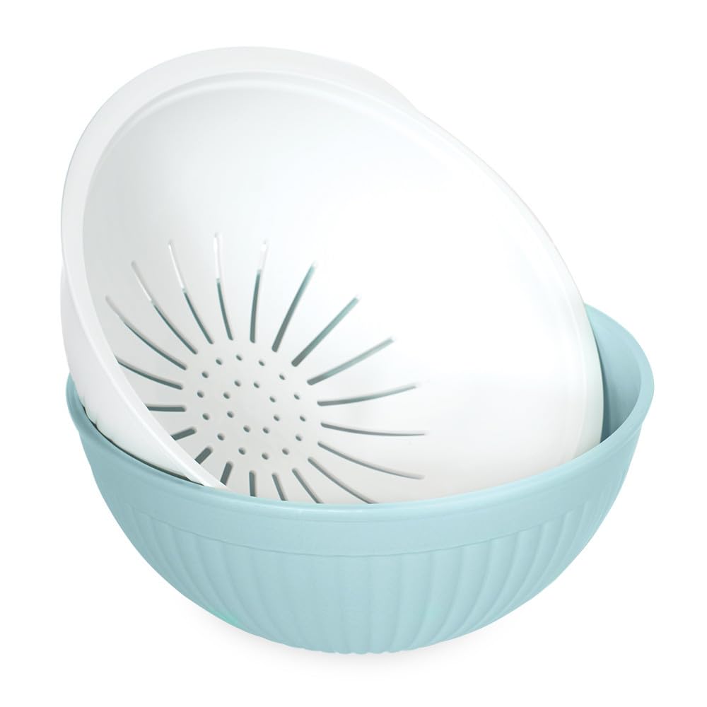 Nordic Ware ensemble passoire 2 en 1 blanc et bleu cuisine durable