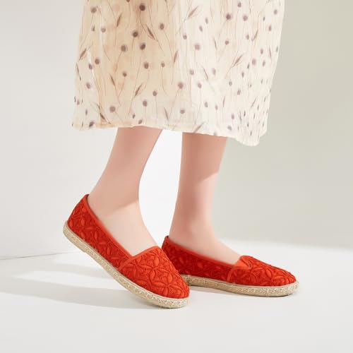 Image of BABUDOG Women's Flats with Flower Embroideried,White Lace Ballet Flats,Comfortable Dress Flats
