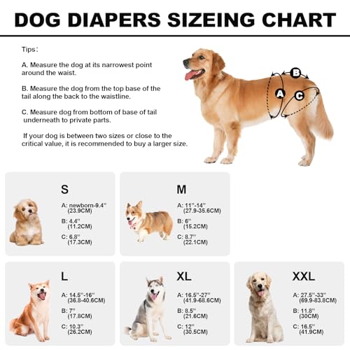 Image of Reusable Dog Diapers Female Medium Washable, Premium Doggie Diaper for Dogs, Pack of 3, Highly Absorbent Dog Diaper for Heat, Incontinence and Puppy Training(M)
