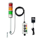 ANDONT 3 Stack Super Bright LED Andon Tower Lights with Buzzer, Red/Yellow/Green, Off-ON or Flash,16 ft Extension Cord, 6 ft Industrial Adapter, IP53, 2.36' Diameter 17.8' Length, Plug Play Ready