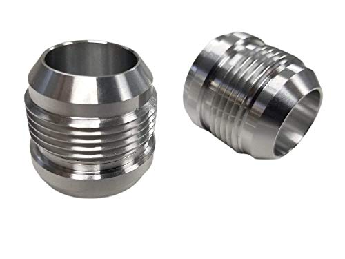 2-PACK 16AN Aluminum Male Weld on Bung 37 Degree JIC -16 16 AN16 Weldable Fitting Fuel Oil Coolant Fluid Air Bare Aluminum Raw Finish Turbo Drain Catch Can 1-5 16-12 Thread Flared Made In The USA