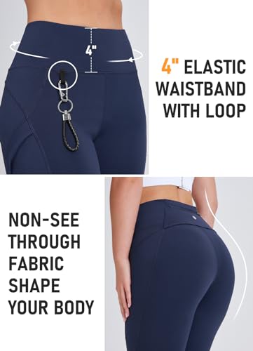 Women's 27" High Waisted Hiking Leggings with Zipper Pockets Tummy Control Workout Running Yoga Cargo Pants3